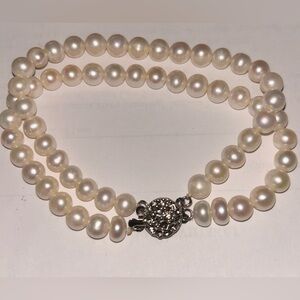 Classic White Pearl Double-Strand Bracelet